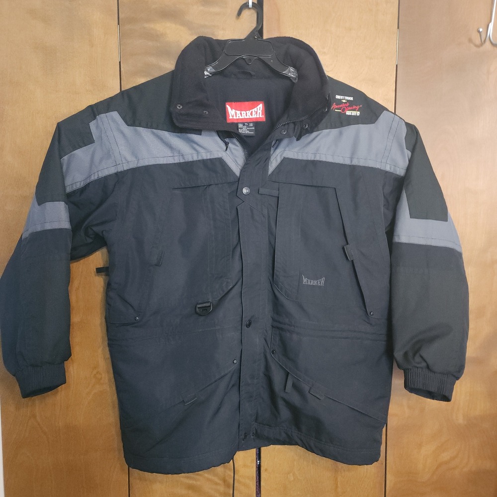 Marker Mens XL Ski Jacket Black Gray Park City 97 2002 Olympic Site Vintage Coat